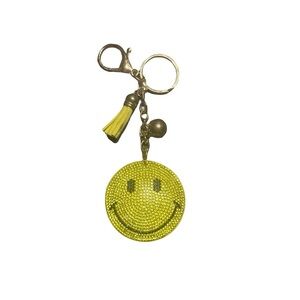Sparkly Yellow Smiley Keychain with Tassel